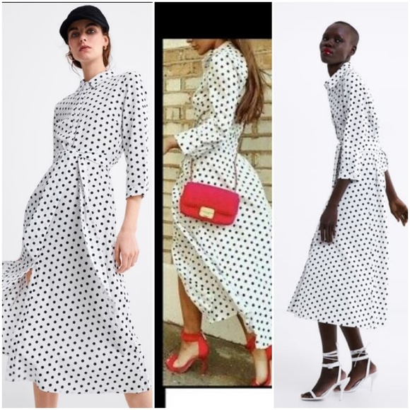 Zara polka dot linen blend dress bloggers fave - Picture 7 of 8